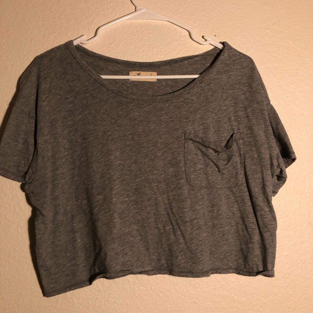 Grey Hollister cropped shirt